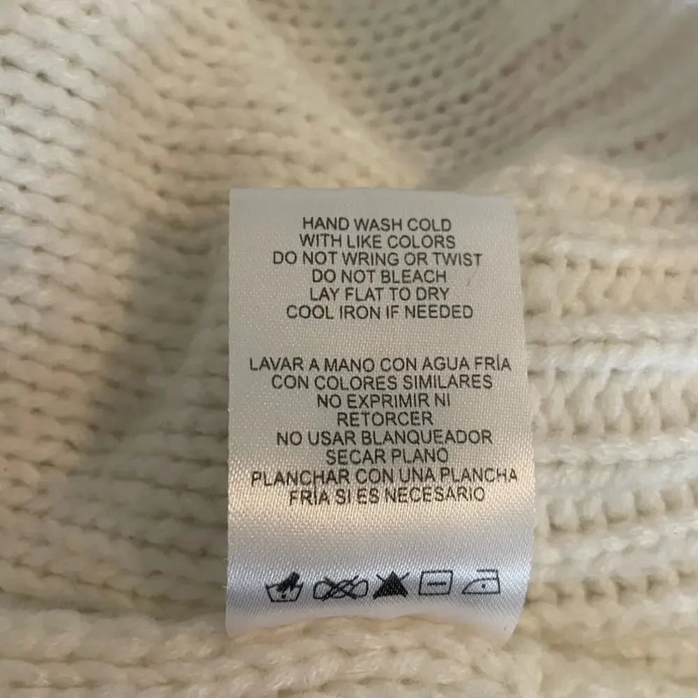 Copper Key Girls Sweater M White Crew Neck Long Sleeve Pullover Open‎ Cable Knit